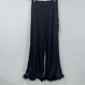Rivir Satin Pants W Feather Trim